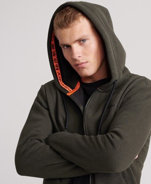 Superdry Urban Athletic Classic Cipzár Hood Férfi Kapucnis Pulóver Olivazöld | EQYWC1459